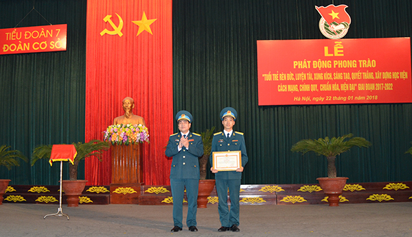 Đoàn cơ sở Tiểu đoàn 7 (Học viện PK-KQ) phát động Phong trào “Tuổi trẻ rèn đức, luyện tài, xung kích, sáng tạo, quyết thắng, xây dựng Học viện cách mạng, chính quy, chuẩn hóa, hiện đại” giai đoạn 2017-2022