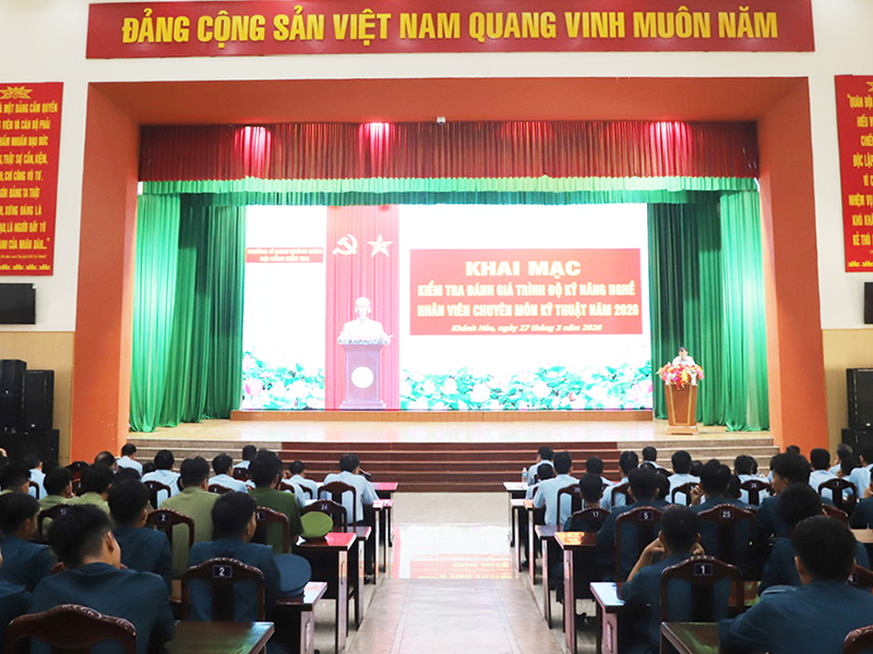Trường Sĩ quan Kh&ocirc;ng qu&acirc;n khai mạc kiểm tra, đ&aacute;nh gi&aacute; tr&igrave;nh độ kỹ năng nghề nh&acirc;n vi&ecirc;n chuy&ecirc;n m&ocirc;n kỹ thuật năm 2026