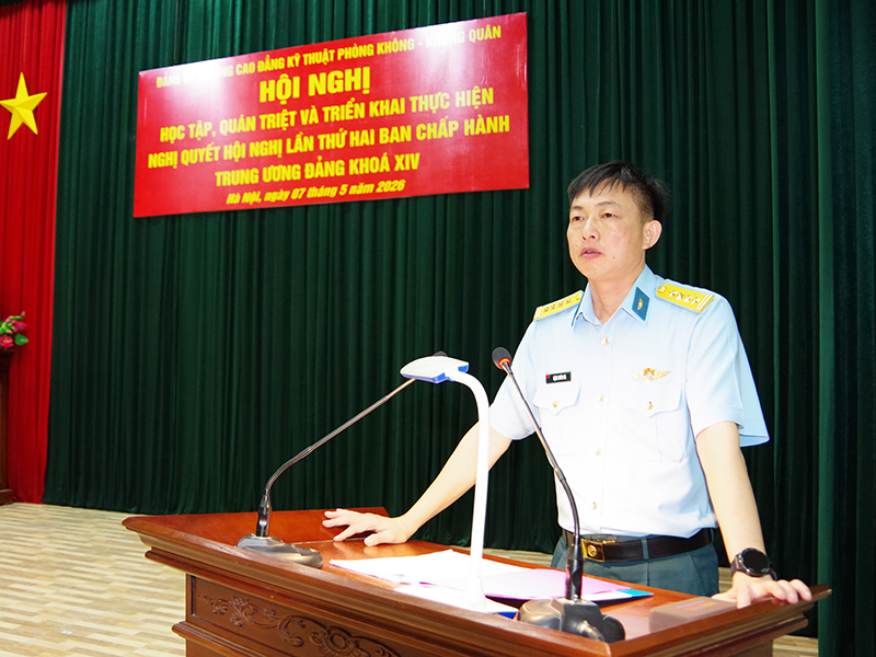 Trường Cao đẳng Kỹ thuật PK-KQ tổ chức Hội nghị học tập, qu&aacute;n triệt v&agrave; triển khai thực hiện Nghị quyết hội nghị lần thứ hai, Ban Chấp h&agrave;nh Trung ương Đảng kh&oacute;a XIV