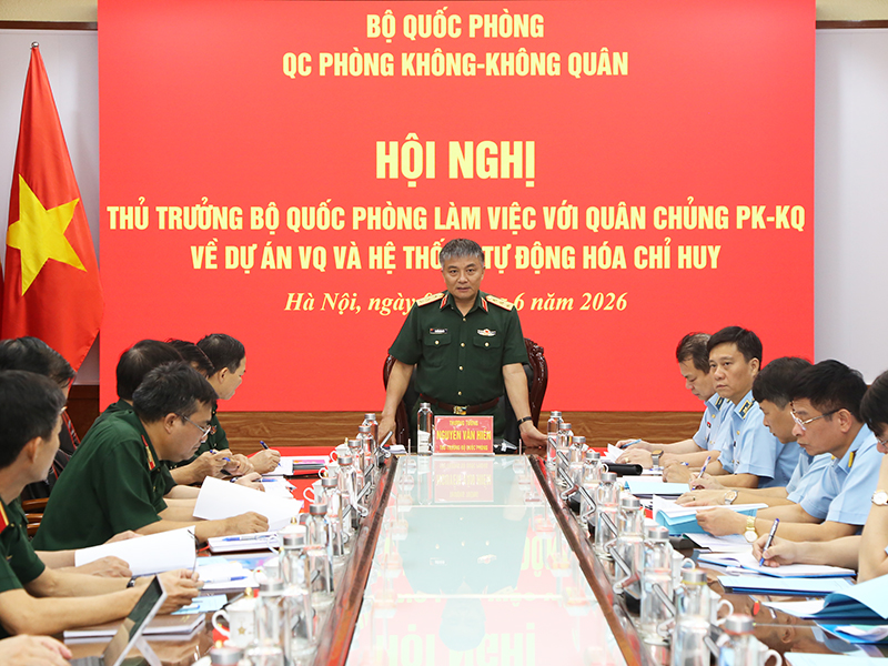 Bộ Quốc ph&ograve;ng l&agrave;m việc với Qu&acirc;n chủng Ph&ograve;ng kh&ocirc;ng - Kh&ocirc;ng qu&acirc;n về Dự &aacute;n VQ v&agrave; hệ thống tự động h&oacute;a chỉ huy