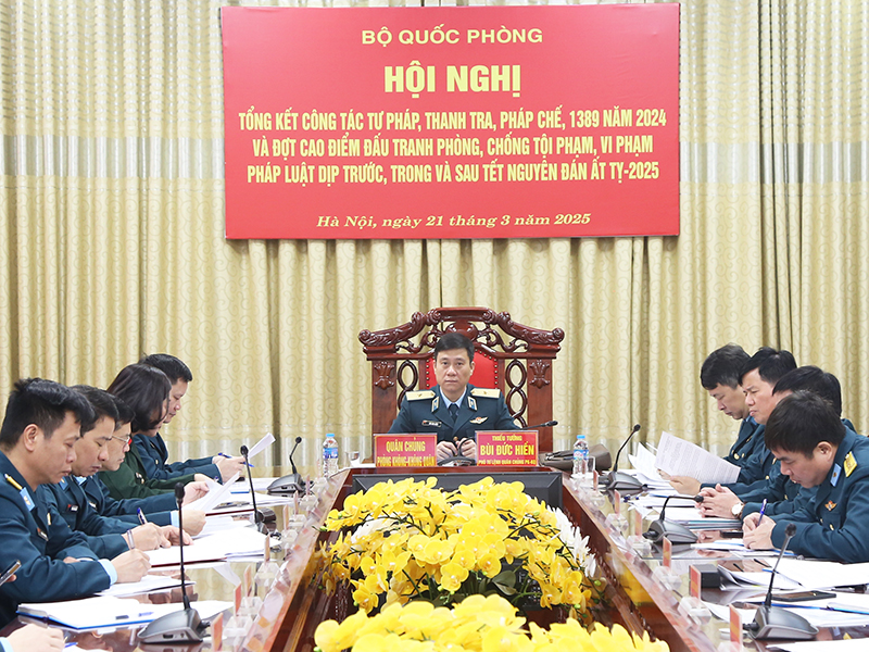 Bộ Quốc phòng tổng kết công tác tư pháp, thanh tra, pháp chế, kiểm toán và công tác 1389 và đợt đấu tranh phòng, chống tội phạm vi phạm pháp luật dịp trước, trong và sau Tết Nguyên đán Ất Tỵ 2025