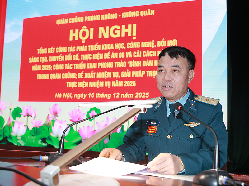 Qu&acirc;n chủng Ph&ograve;ng kh&ocirc;ng - Kh&ocirc;ng qu&acirc;n tổng kết c&ocirc;ng t&aacute;c ph&aacute;t triển khoa học c&ocirc;ng nghệ, đổi mới s&aacute;ng tạo, chuyển đổi số, thực hiện Đề &aacute;n 06 v&agrave; cải c&aacute;ch h&agrave;nh ch&iacute;nh năm 2025