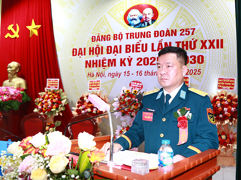 Đảng bộ Trung đoàn Tên lửa 257 tổ chức Đại hội đại biểu lần thứ XXII, nhiệm kỳ 2025-2030