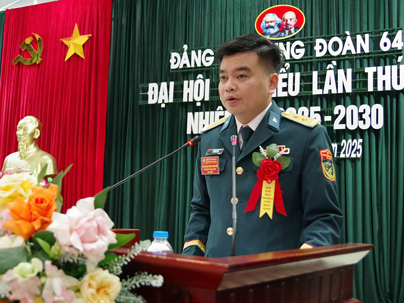 Đảng bộ Trung đoàn 64 tổ chức thành công Đại hội đại biểu lần thứ V, nhiệm kỳ 2025-2030