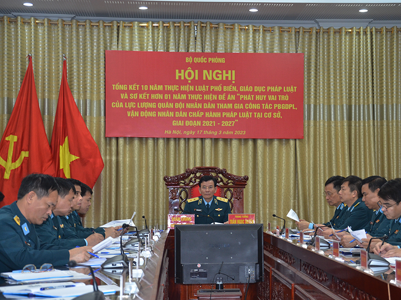 Bộ Quốc phòng tổng kết 10 năm thực hiện Luật phổ biến, giáo dục pháp luật (PBGDPL) và sơ kết hơn 1 năm thực hiện Đề án “Phát huy vai trò của lực lượng QĐND tham gia công tác phổ biến, giáo dục pháp luật, vận động nhân dân chấp hành pháp luật tại cơ sở, giai đoạn 2021-2027”