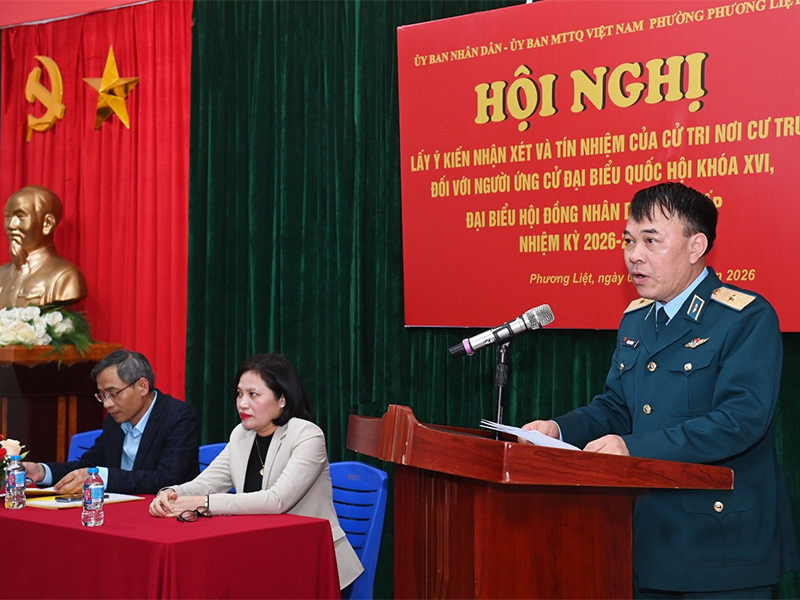 100% cử tri nơi cư trú tín nhiệm giới thiệu Thiếu tướng Vũ Đại Dương - Phó Tư lệnh Quân chủng Phòng không-Không quân, ứng cử Đại biểu Quốc hội khóa XVI