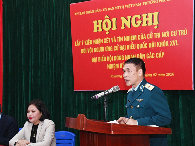 100% cử tri nơi cư trú tín nhiệm giới thiệu Thiếu tướng Vũ Đại Dương - Phó Tư lệnh Quân chủng Phòng không-Không quân, ứng cử Đại biểu Quốc hội khóa XVI