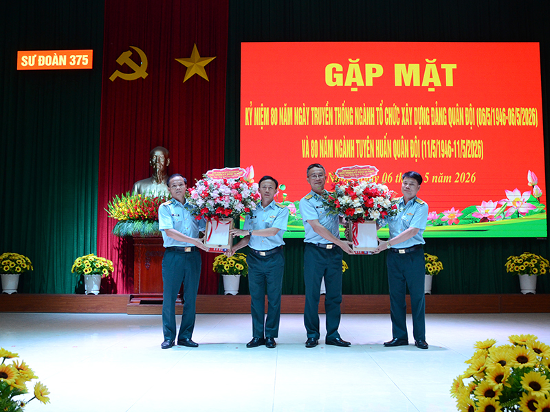 Sư đo&agrave;n 375 tổ chức Gặp mặt kỷ niệm 80 năm Ng&agrave;y truyền thống Ng&agrave;nh Tổ chức x&acirc;y dựng Đảng Qu&acirc;n đội (6-5-1946 / 6-5-2026) v&agrave; ng&agrave;nh Tuy&ecirc;n huấn Qu&acirc;n đội (11-5-1946 / 11-5-2026)