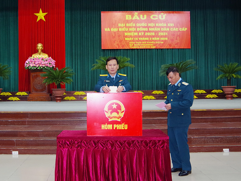 Cử tri Qu&acirc;n chủng Ph&ograve;ng kh&ocirc;ng - Kh&ocirc;ng qu&acirc;n tham gia bầu cử đại biểu Quốc hội kh&oacute;a XVI v&agrave; đại biểu Hội đồng nh&acirc;n d&acirc;n c&aacute;c cấp nhiệm kỳ 2026-2031