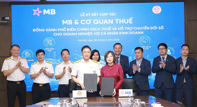 Ng&acirc;n h&agrave;ng Thương mại Cổ phần Qu&acirc;n đội (MB) v&agrave; cơ quan Thuế k&yacute; kết hợp t&aacute;c