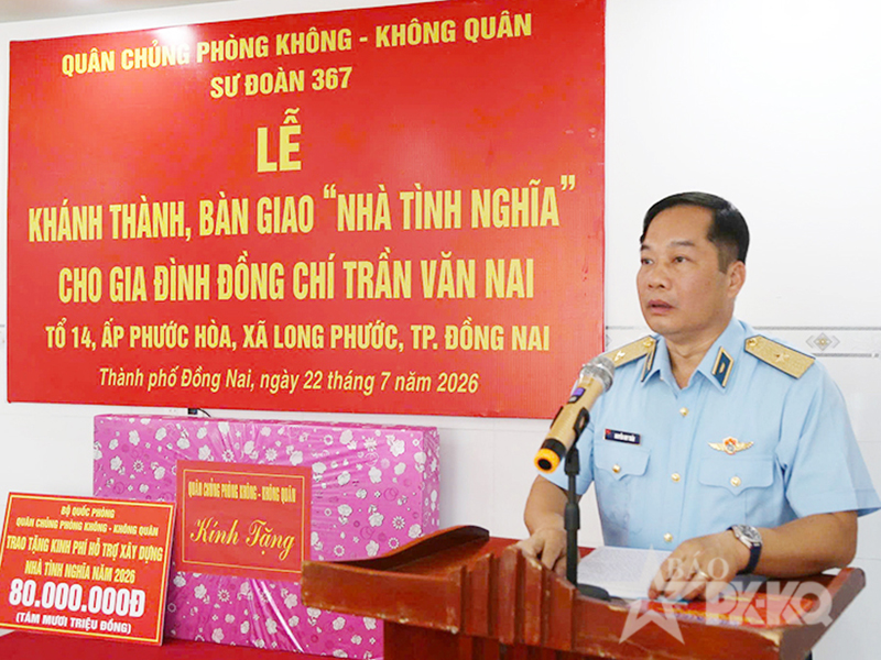 Quân chủng Phòng không - Không quân khánh thành, bàn giao “Nhà tình nghĩa” tặng gia đình Thiếu tá Trần Văn Nai