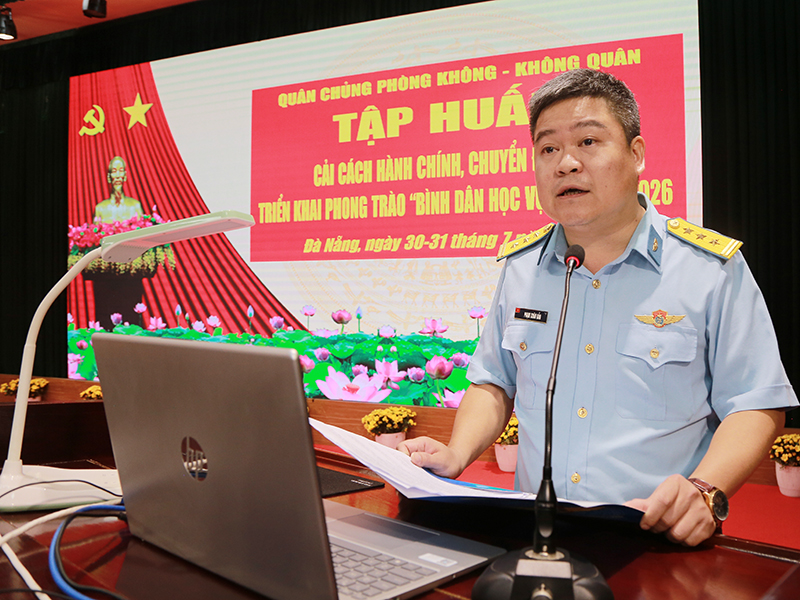 Qu&acirc;n chủng Ph&ograve;ng kh&ocirc;ng-Kh&ocirc;ng qu&acirc;n tập huấn cải c&aacute;ch h&agrave;nh ch&iacute;nh, chuyển đổi số, triển khai Phong tr&agrave;o &ldquo;B&igrave;nh d&acirc;n học vụ số&rdquo; năm 2026