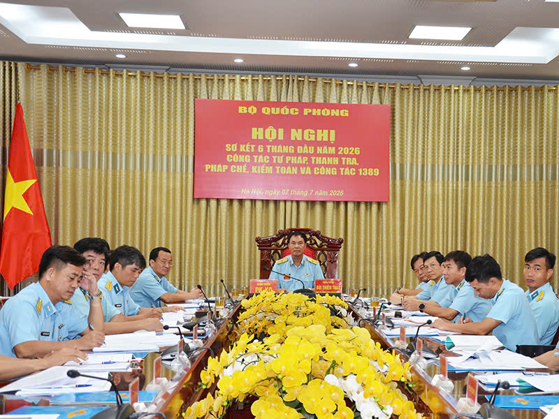 Bộ Quốc ph&ograve;ng tổ chức Hội nghị sơ kết 6 th&aacute;ng đầu năm 2026 về c&ocirc;ng t&aacute;c tư ph&aacute;p, thanh tra, ph&aacute;p chế, kiểm to&aacute;n v&agrave; c&ocirc;ng t&aacute;c 1389; triển khai nhiệm vụ trọng t&acirc;m 6 th&aacute;ng cuối năm 2026.