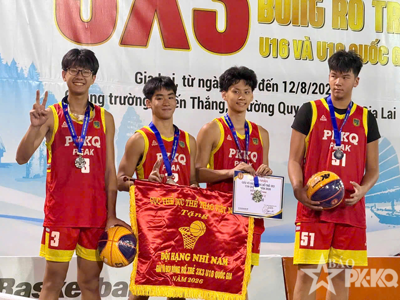 Ph&ograve;ng kh&ocirc;ng-Kh&ocirc;ng qu&acirc;n Peak-2 xuất sắc gi&agrave;nh giải Nh&igrave; nội dung nam tại Giải v&ocirc; địch b&oacute;ng rổ trẻ 3x3 U-16 quốc gia năm 2026.