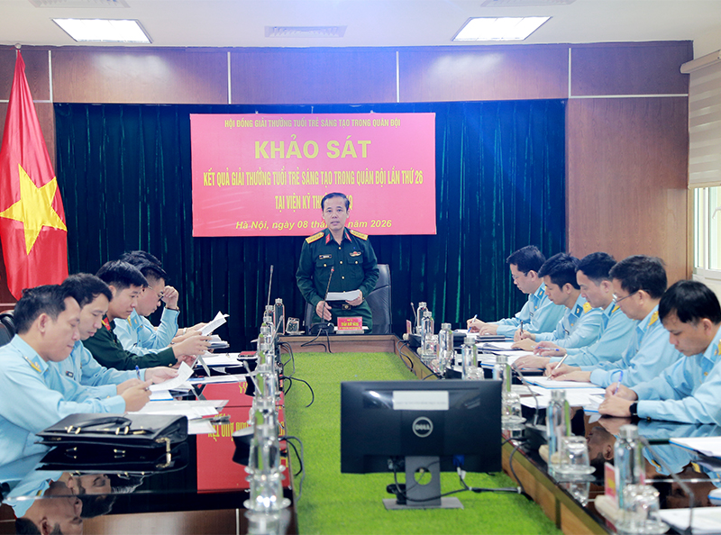 Ban Thanh ni&ecirc;n Qu&acirc;n đội khảo s&aacute;t kết quả Giải thưởng &ldquo;Tuổi trẻ s&aacute;ng tạo&rdquo; trong Qu&acirc;n đội năm 2026 tại Viện Kỹ thuật PK-KQ