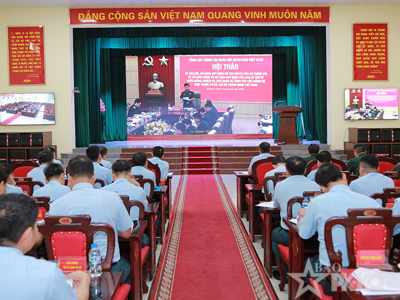 Hội thảo về sửa đổi, bổ sung Quy định số 332-QĐ/TW của Bộ Ch&iacute;nh trị về tổ chức đảng v&agrave; dự thảo Quy định của Ban B&iacute; thư về chức năng, nhiệm vụ, mối quan hệ c&ocirc;ng t&aacute;c của đảng bộ trực thuộc cơ sở, chi bộ trong QĐND Việt Nam.