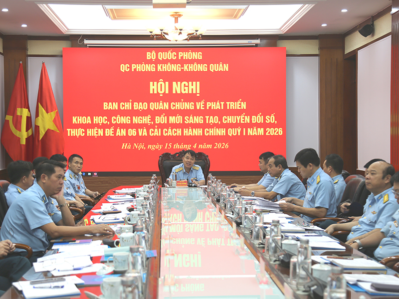 Hội nghị Ban chỉ đạo của Qu&acirc;n chủng Ph&ograve;ng kh&ocirc;ng-Kh&ocirc;ng qu&acirc;n về ph&aacute;t triển khoa học, c&ocirc;ng nghệ, đổi mới s&aacute;ng tạo, chuyển đổi số, thực hiện Đề &aacute;n 06, cải c&aacute;ch h&agrave;nh ch&iacute;nh qu&yacute; I năm 2026