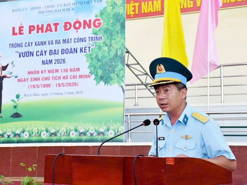 Phường Rạch Dừa, TP Hồ Chí Minh phối hợp với Trung đoàn 261 phát động trồng cây xanh và ra mắt Công trình “Vườn cây đại đoàn kết” năm 2026