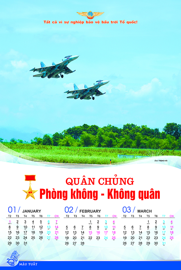 Báo Phòng không-Không quân giới thiệu mẫu Lịch năm 2018
