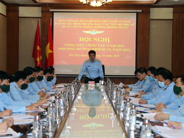 Quân chủng Phòng không - Không quân tổng kết thực hiện Quy chế dân chủ ở cơ sở; công tác Vì sự tiến bộ phụ nữ và bình đẳng giới; công tác Dân số, Gia đình và Trẻ em năm 2021