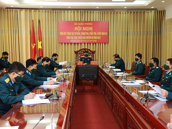 Bộ Quốc phòng tổng kết công tác tư pháp, ủy ban kiểm tra, thanh tra, pháp chế và công tác 1389 trong Quân đội năm 2021