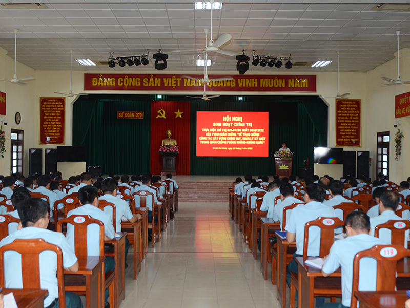 Sư đoàn 370 sinh hoạt chính trị thực hiện Chỉ thị 624 của Thường vụ Đảng ủy Quân chủng Phòng không - Không quân