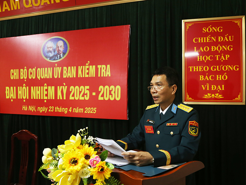 Chi bộ Cơ quan Ủy ban kiểm tra Đảng ủy Quân chủng PK-KQ tổ chức Đại hội nhiệm kỳ 2025 - 2030