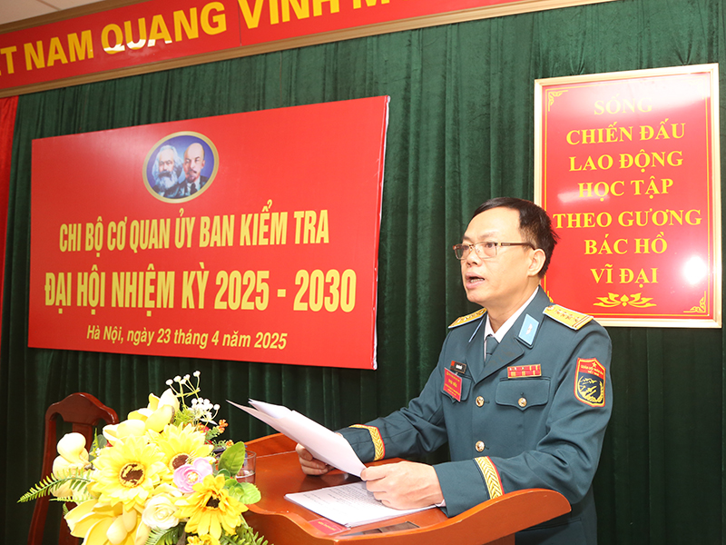 Chi bộ Cơ quan Ủy ban kiểm tra Đảng ủy Quân chủng PK-KQ tổ chức Đại hội nhiệm kỳ 2025 - 2030