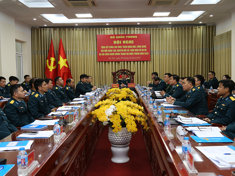 Bộ Quốc ph&ograve;ng tổng kết c&ocirc;ng t&aacute;c ph&aacute;t triển khoa học, c&ocirc;ng nghệ, đổi mới s&aacute;ng tạo, chuyển đổi số, thực hiện Đề &aacute;n 06 v&agrave; cải c&aacute;ch h&agrave;nh ch&iacute;nh trong Bộ Quốc ph&ograve;ng năm 2025.