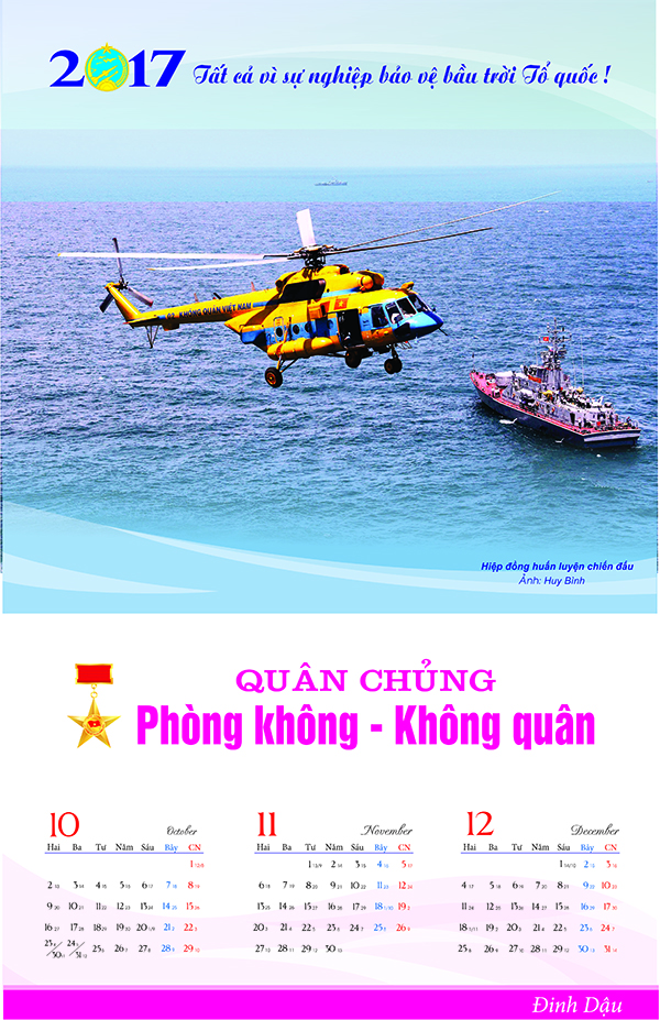 Báo Phòng không-Không quân giới thiệu mẫu Lịch năm 2017